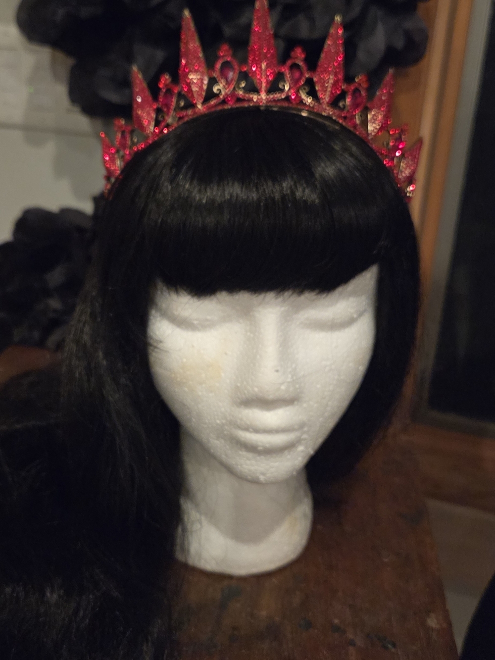 Red Rhinestone Crown Headband - Women's Hair Accessory